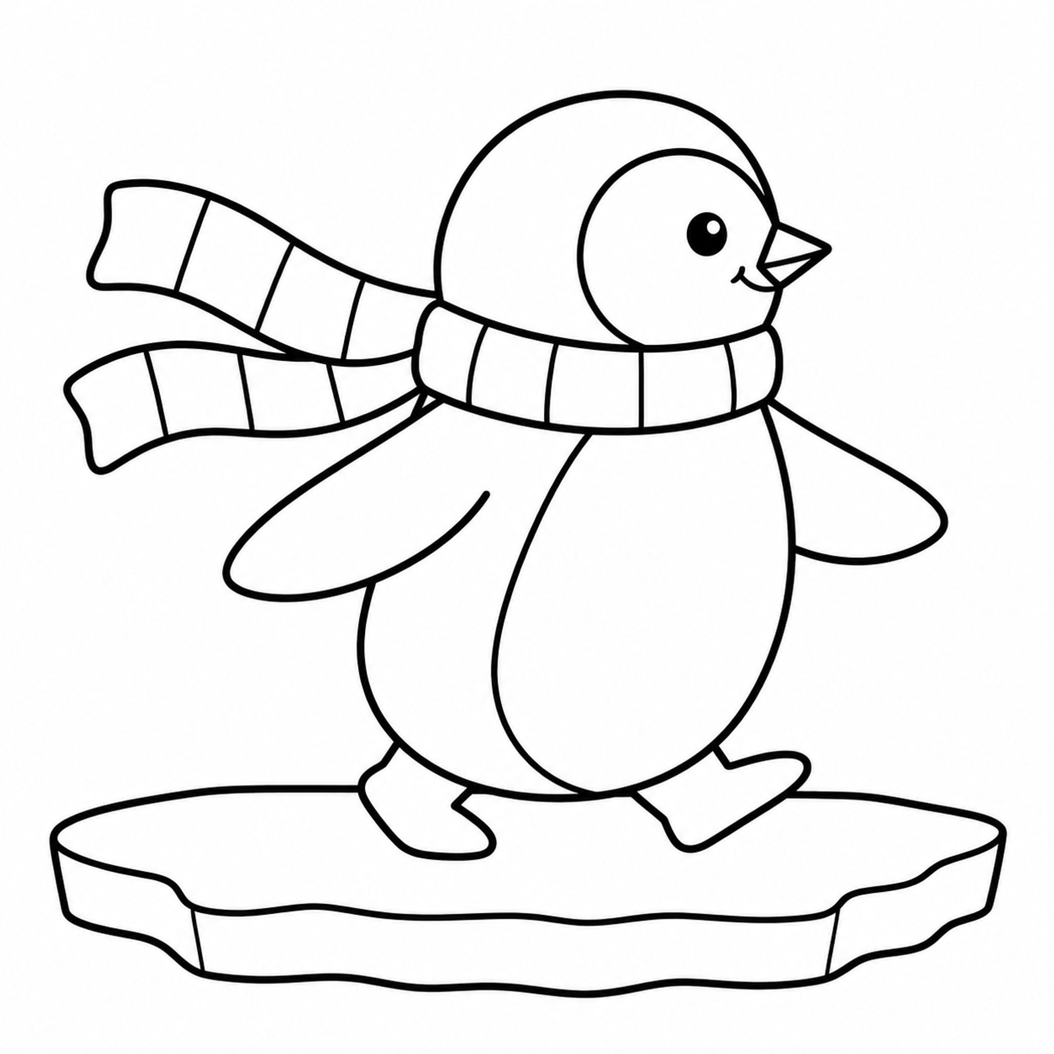 Penguin Waddling on Ice Coloring Page - printable coloring page preview