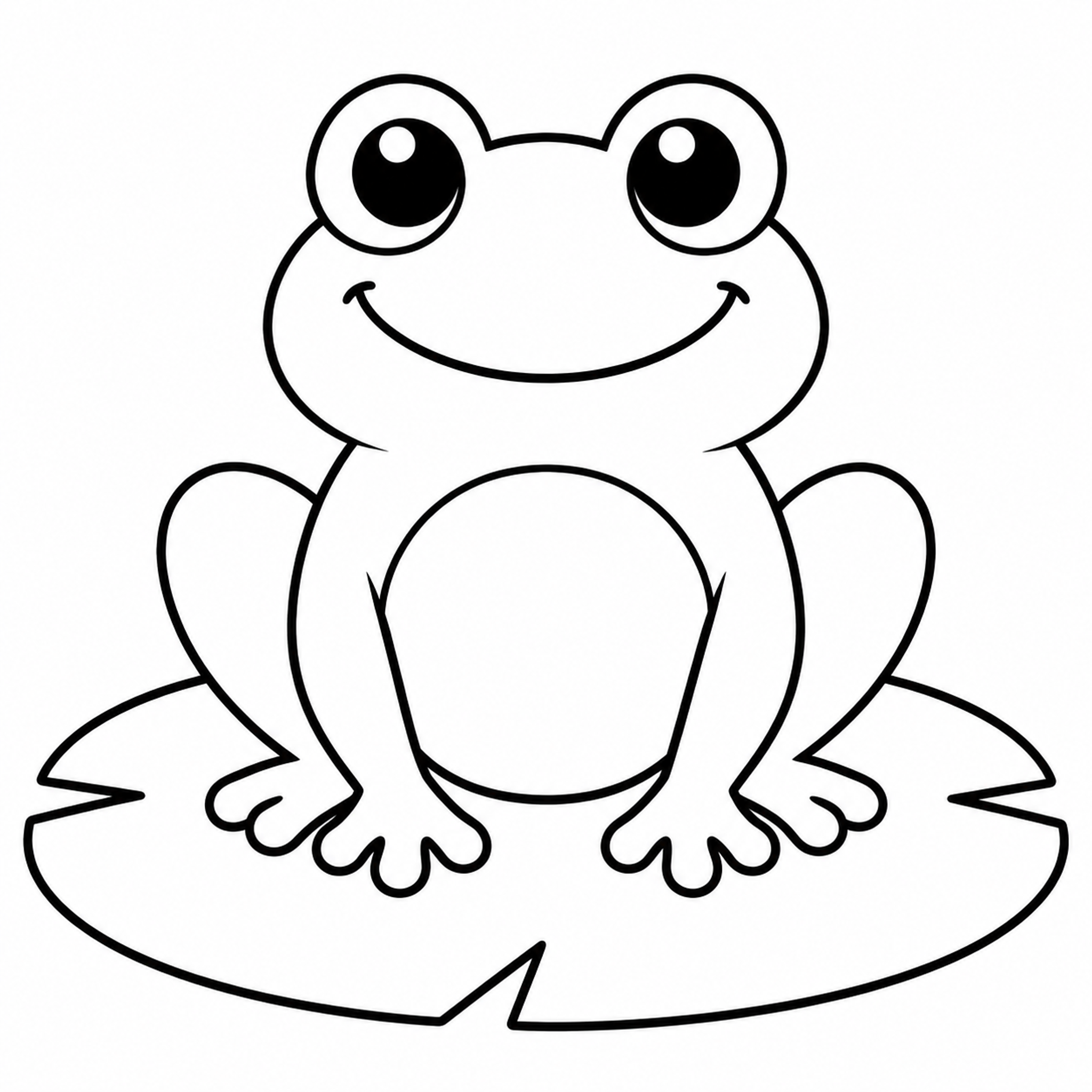 Smiling Frog on a Lily Pad Coloring Page - Design 2 - printable coloring page preview