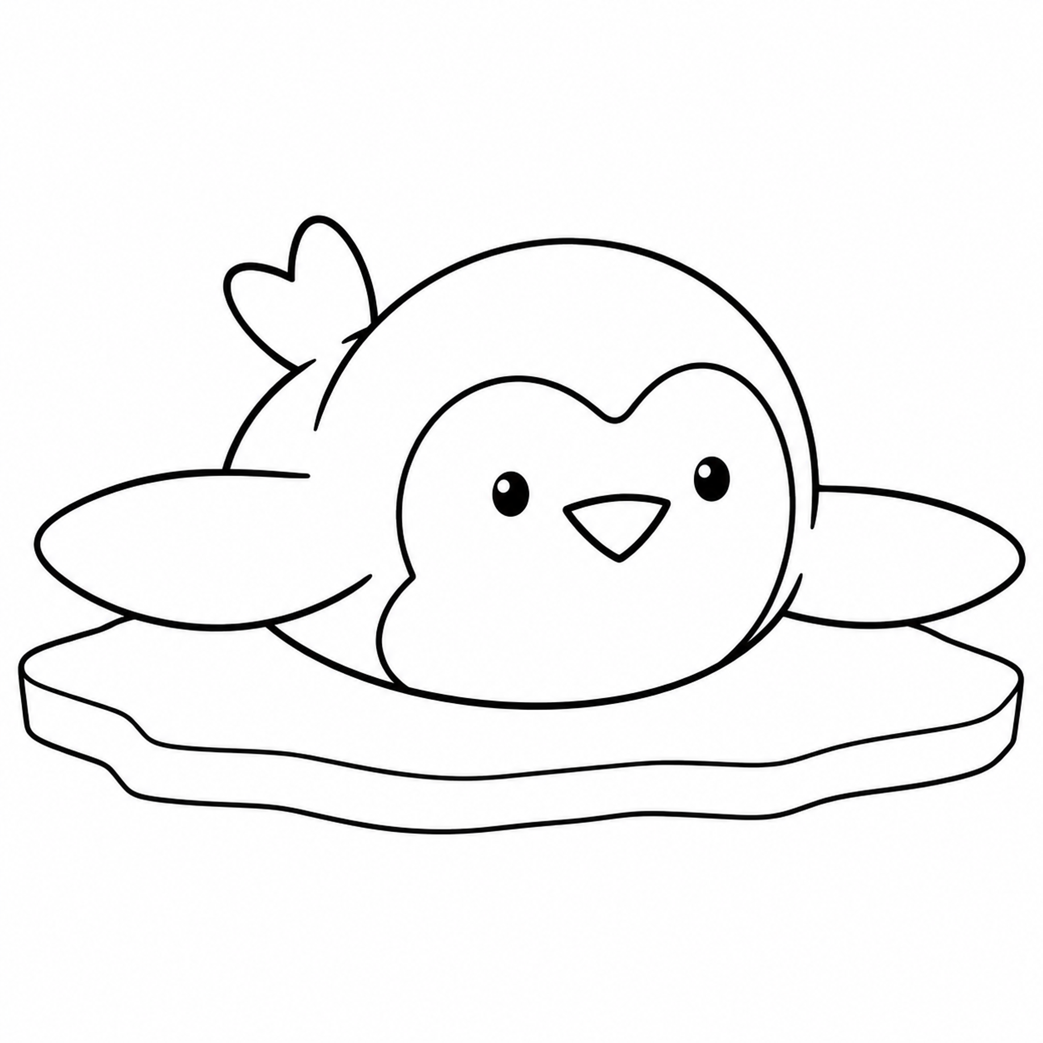Smiling Penguin Sliding on Its Belly Coloring Page - printable coloring page preview