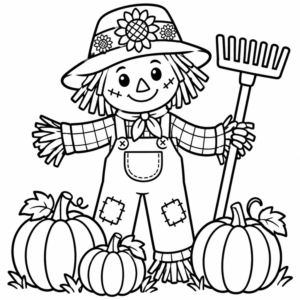 Ahora En Otono Autumn Scarecrow Coloring Sheet preview