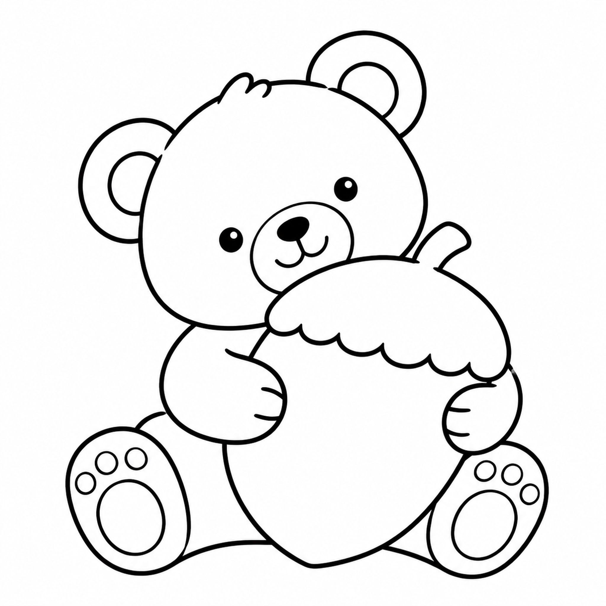 Bear Cub Hugging a Giant Acorn Coloring Page - printable coloring page preview
