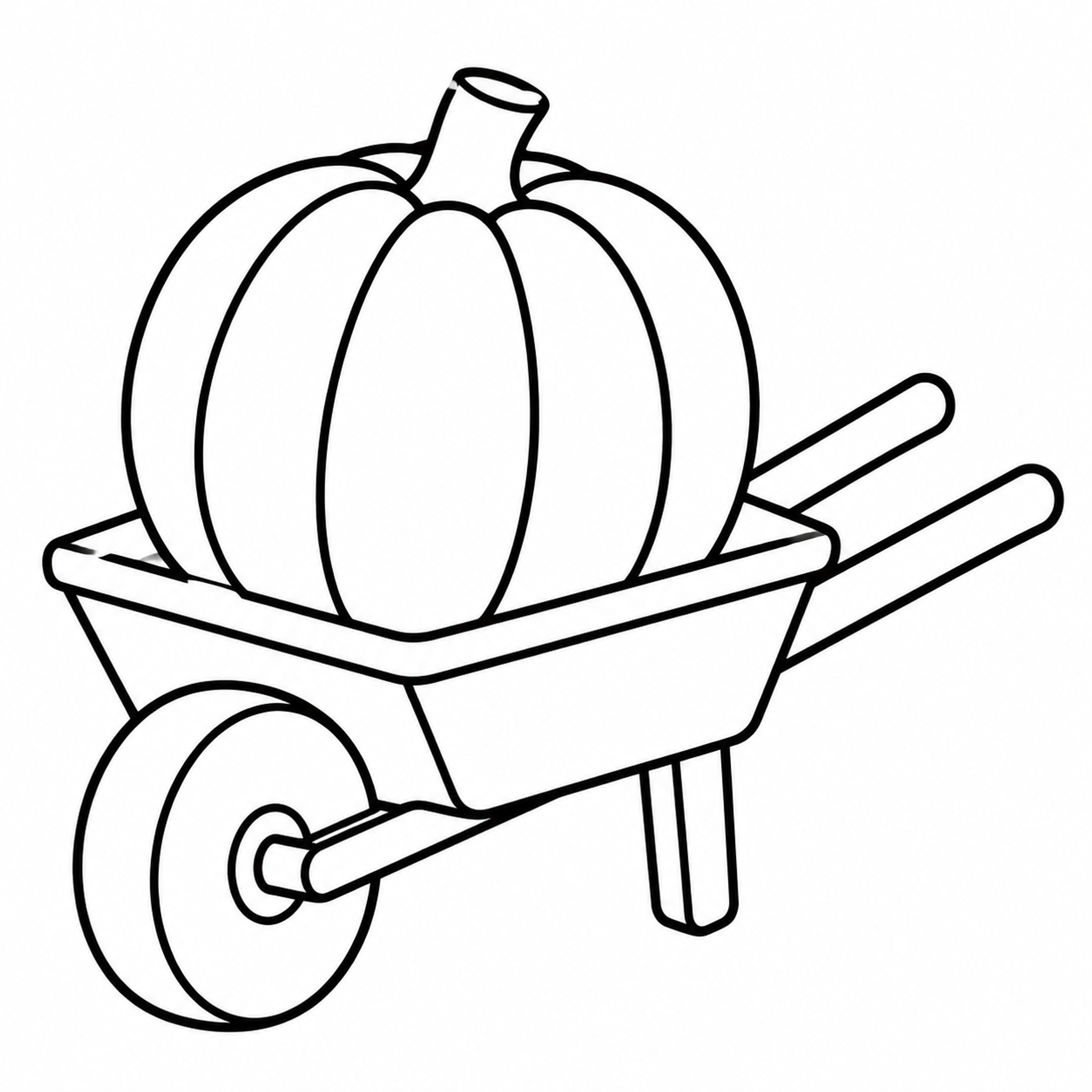 Pumpkin in a Wheelbarrow Autumn Coloring Page - printable coloring page preview