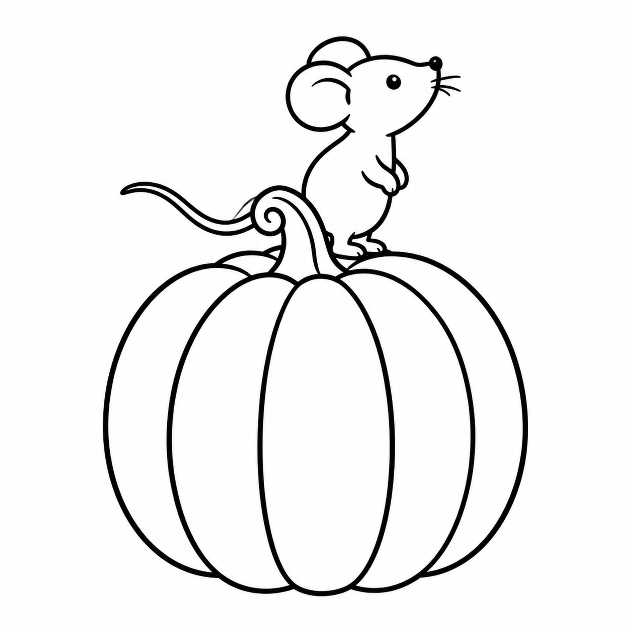 Pumpkin with a Curious Mouse Coloring Page - printable coloring page preview