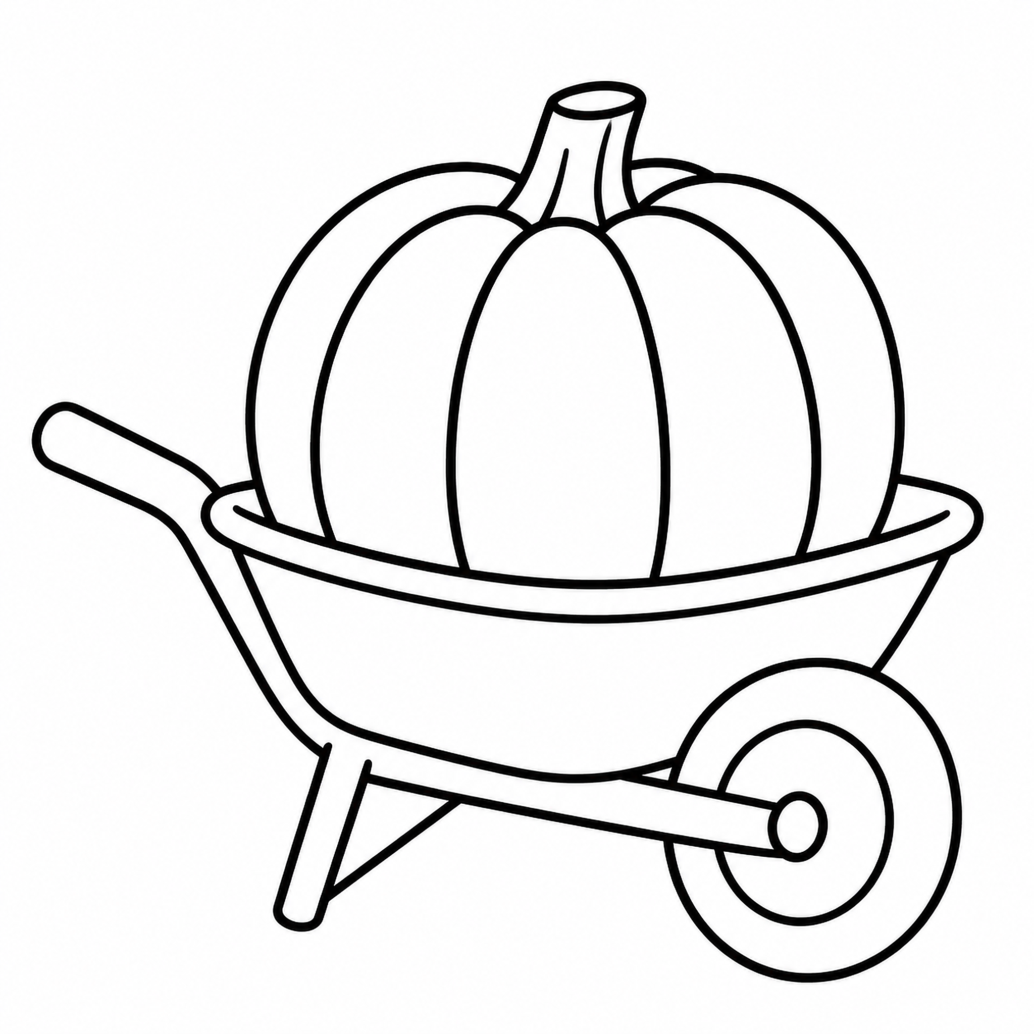 Big Pumpkin in a Wheelbarrow Fall Coloring Page preview
