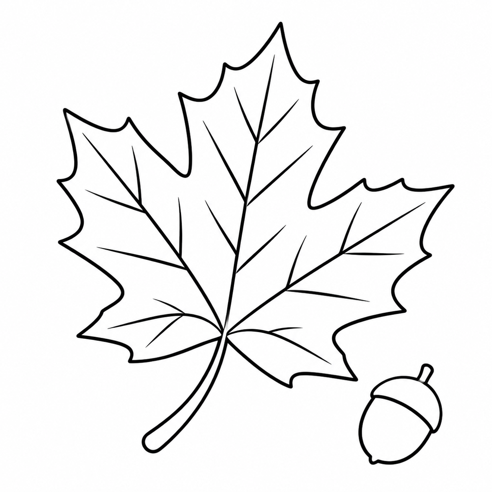 Falling Maple Leaf and Acorn Coloring Page preview