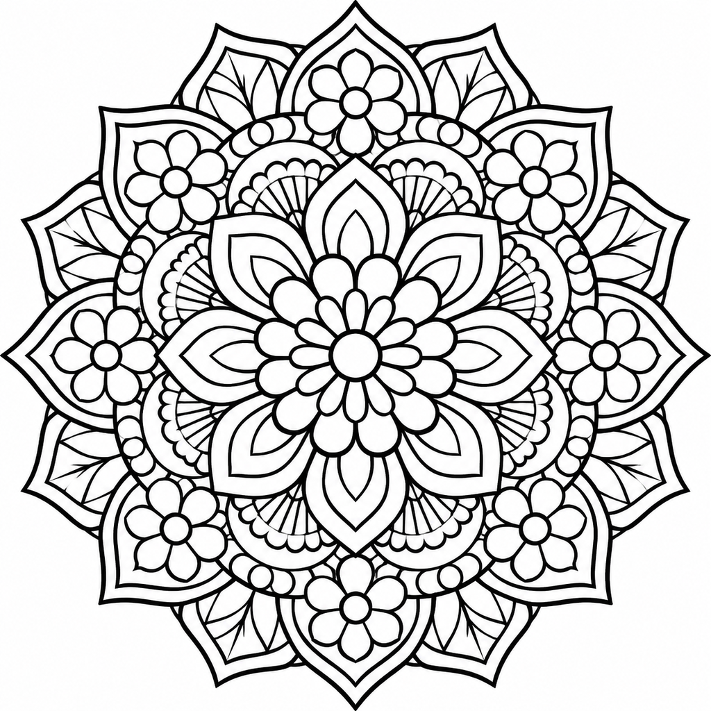 Detailed Mandala Coloring Page For Adults