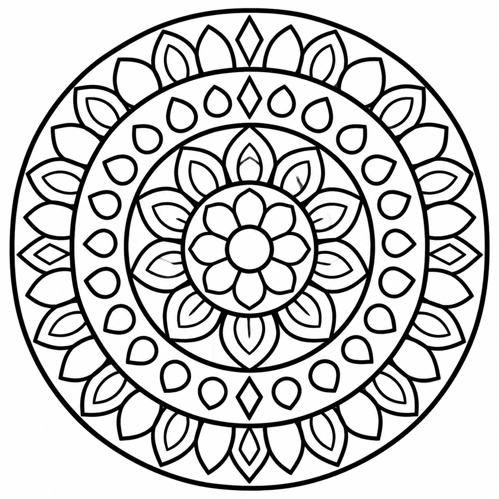 Detailed Mandala Coloring Pages For Adults - printable coloring page preview