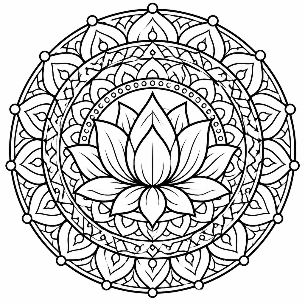 Intricate Mandala Flower Coloring Page - printable coloring page preview