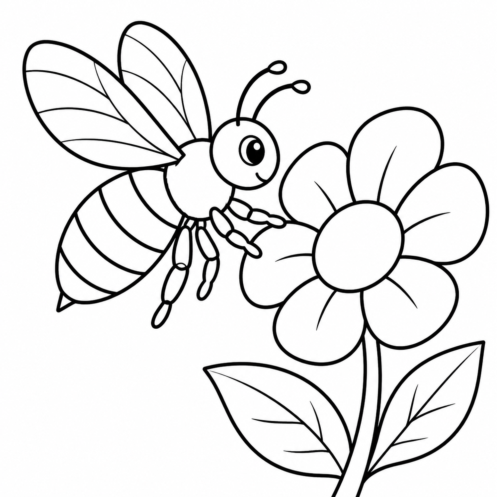Bee Hovering by a Flower Coloring Page preview