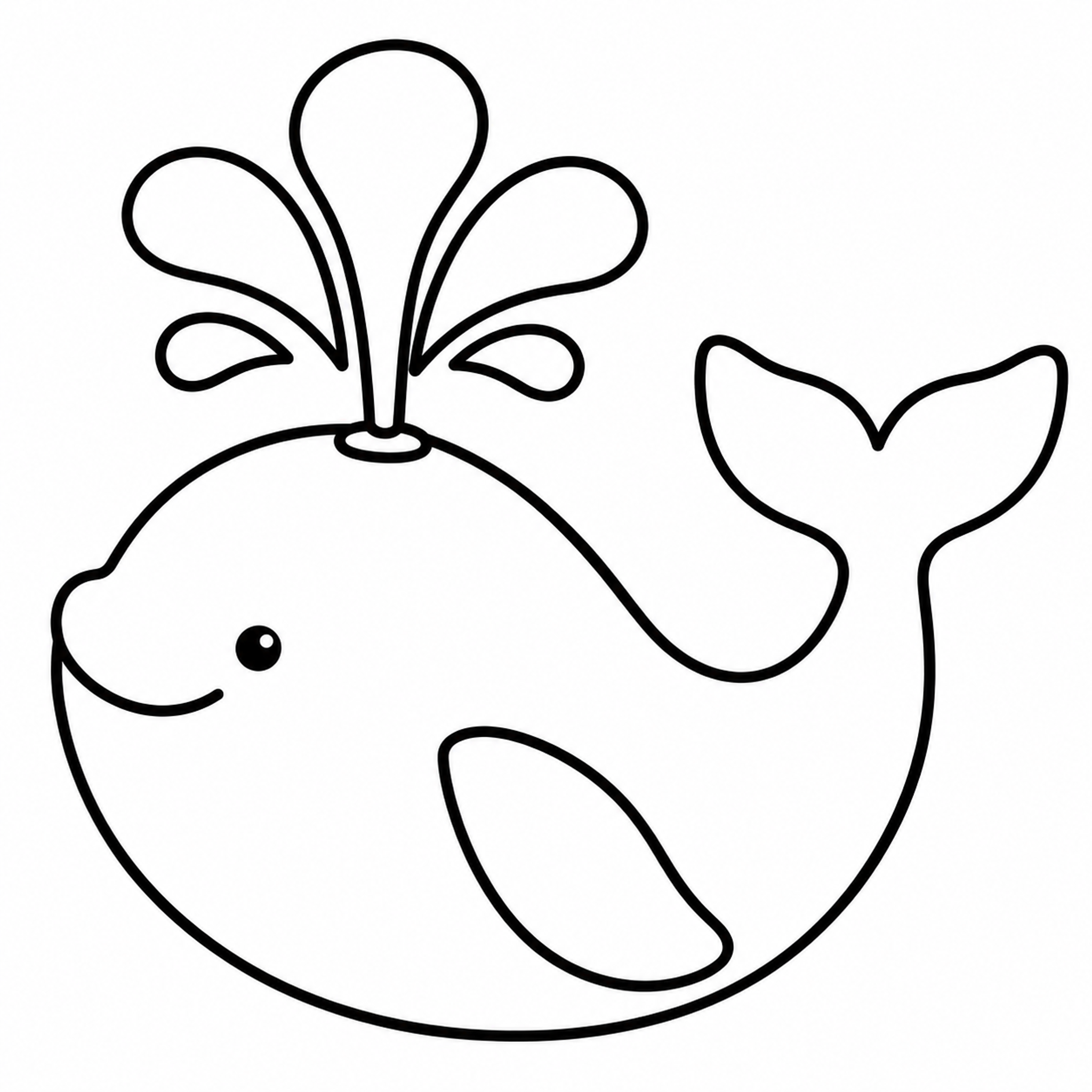 Round Whale Spouting Water Fountain Coloring Page preview