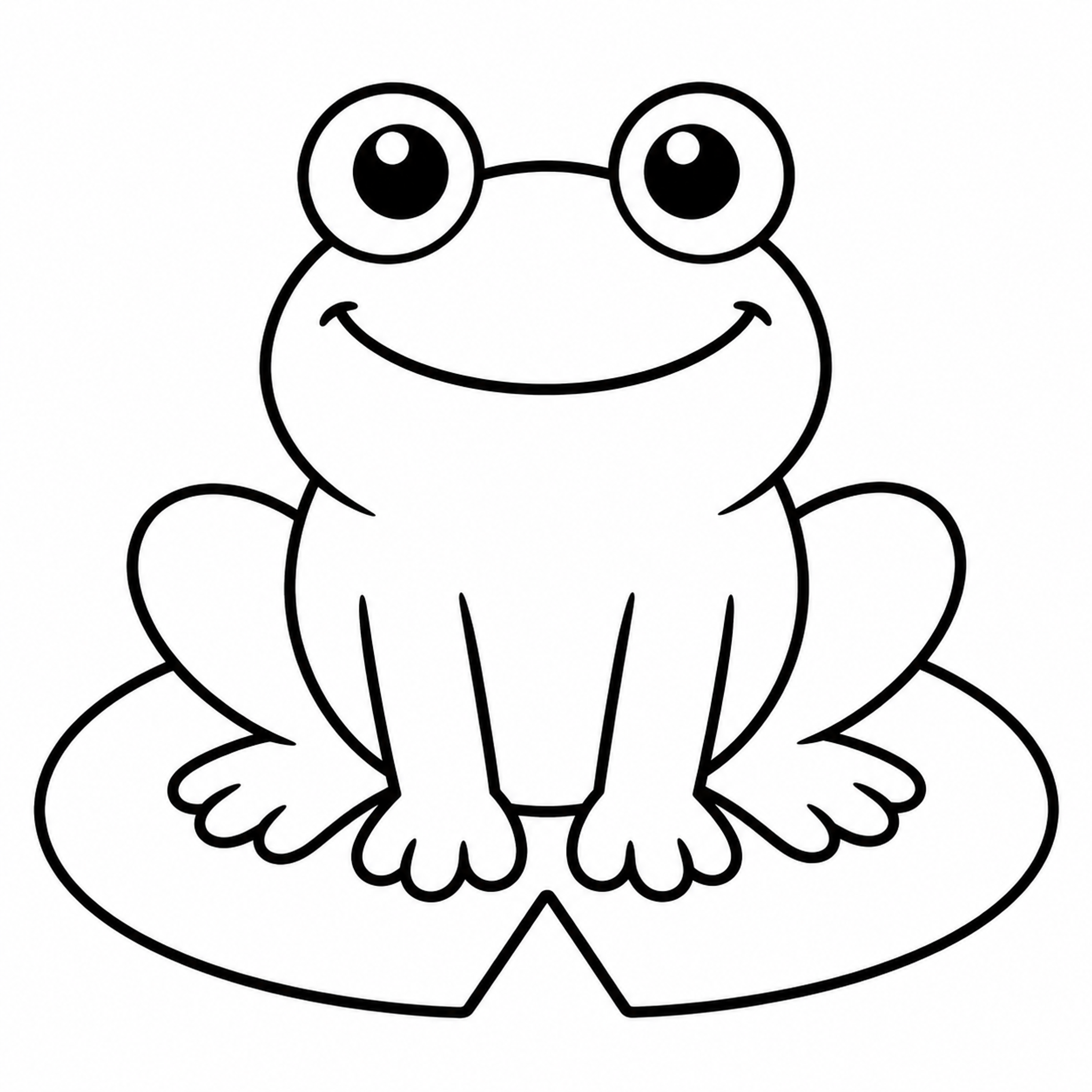 Smiling Frog on a Lily Pad Coloring Page preview