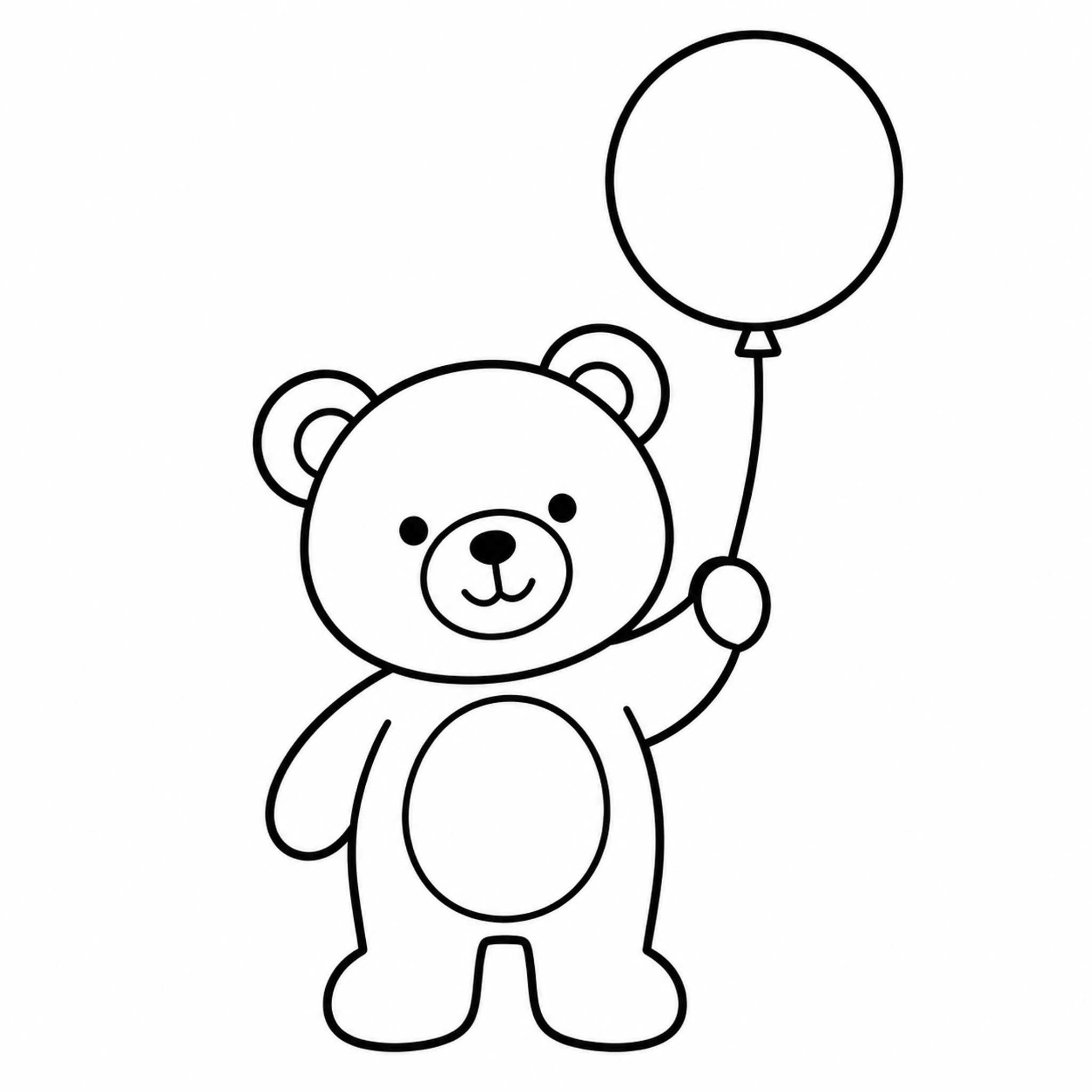 Teddy Bear Holding a Round Balloon Coloring Page - printable coloring page preview