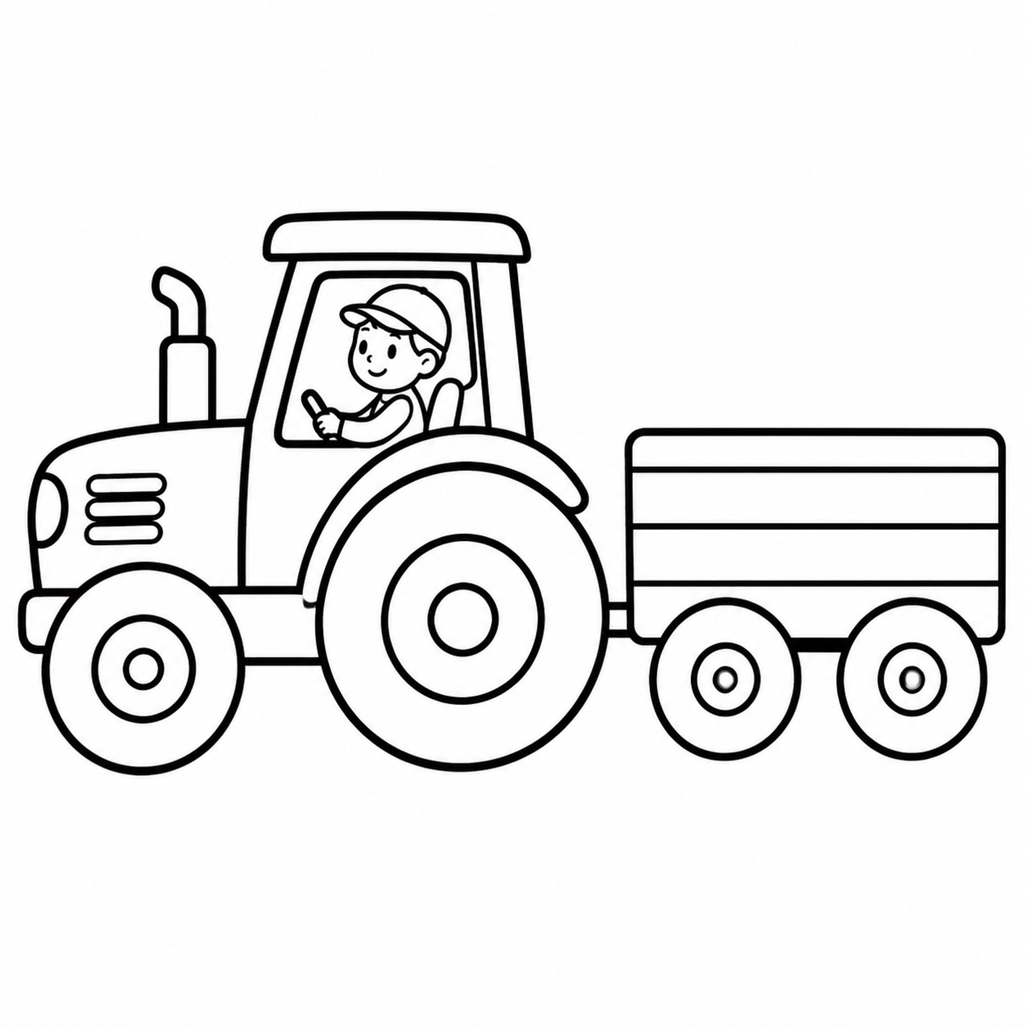 Tractor Pulling a Hay Wagon Coloring Page - printable coloring page preview