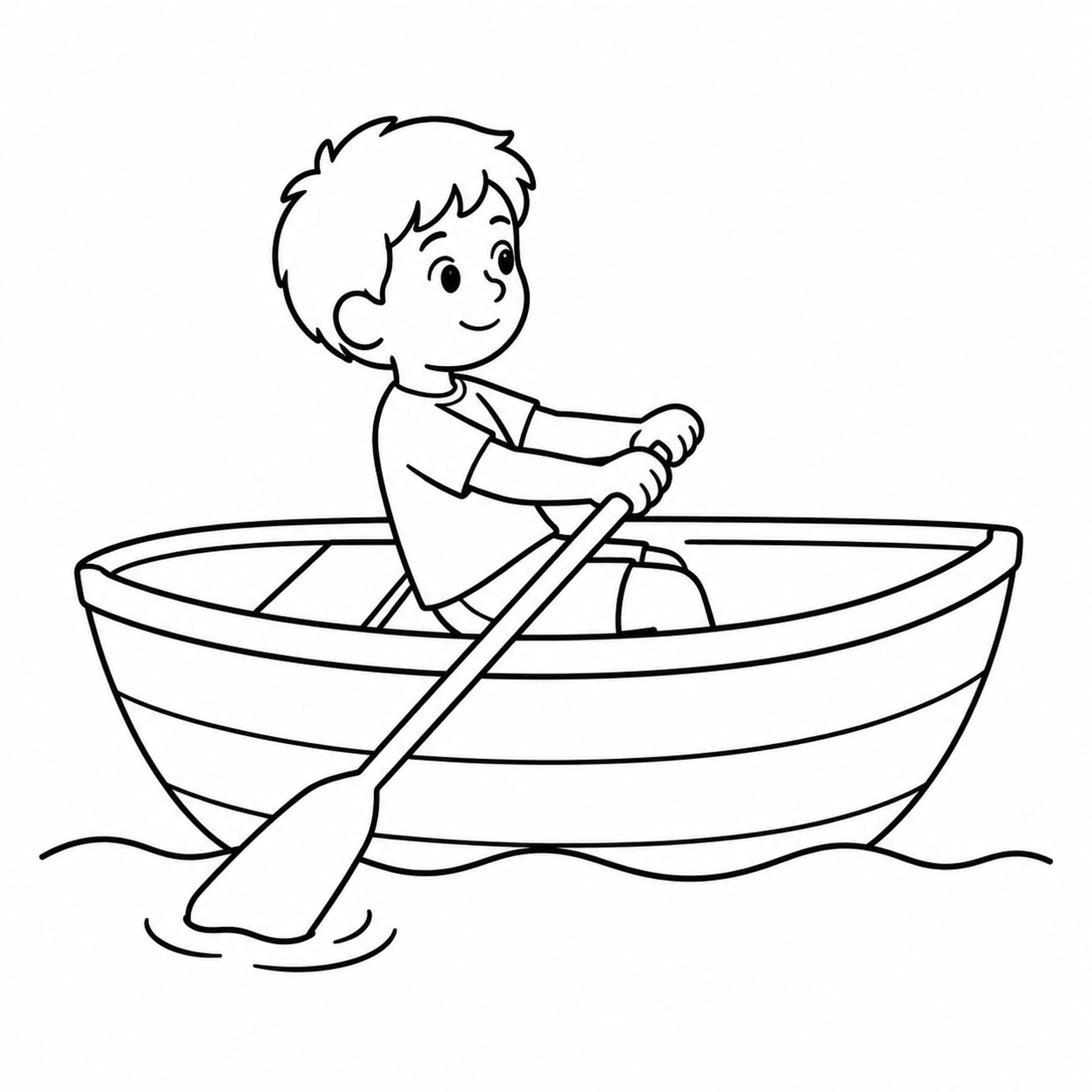 Child Rowing a Small Boat Coloring Page - printable coloring page preview